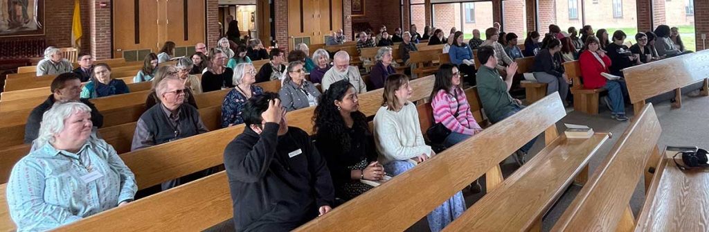 Gathering in the chapel for Mass